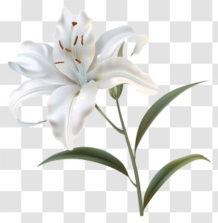 Funeral - Elegant White Lily Flower Transparent PNG