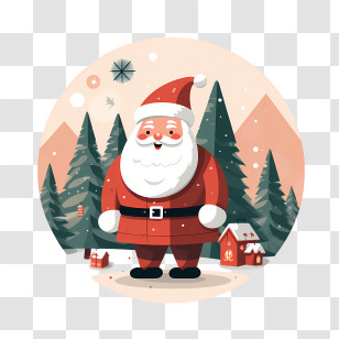 Merry Christmas - Santa Claus In Winter Wonderland Transparent PNG