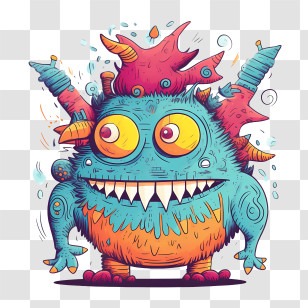 Monster - Colorful Cartoon Monster Illustration Transparent PNG