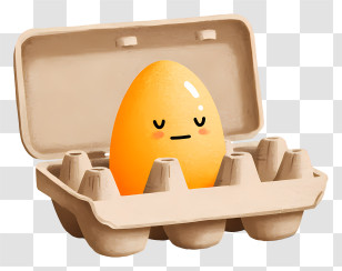 Sad Egg In Egg Carton - Sleepy Egg In Carton Transparent PNG