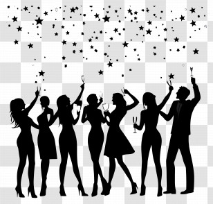 Party Silhouette - Silhouettes Of People Celebrating Transparent PNG