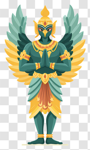 Garuda - Green Winged Guardian Figure Transparent PNG