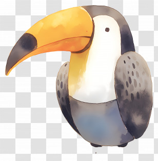 Watercolor Toucan - Cartoon Toucan With Large Colorful Beak Transparent PNG