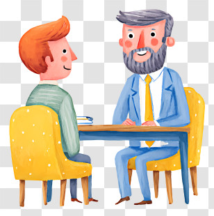 Businessman Doing Job Interview - Business Meeting Cartoon Scene Transparent PNG