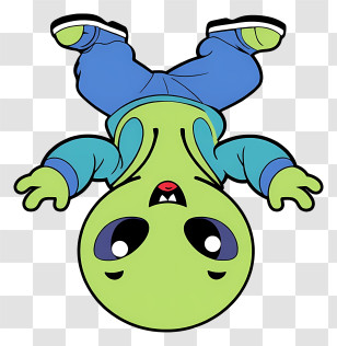 Kawaii Alien - Upside-Down Green Alien Transparent PNG