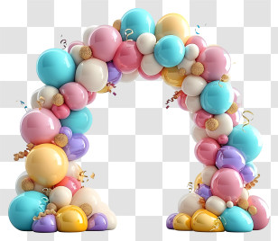 Birthday Balloon Arch Vector 3d - Pastel Balloon Arch For Celebrations Transparent PNG