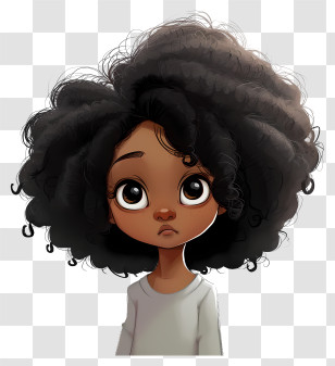Black History Month - Cartoon Girl With Curly Hair Transparent PNG