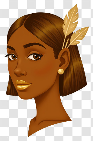 Woman Face - Woman With Gold Accessories Illustration Transparent PNG