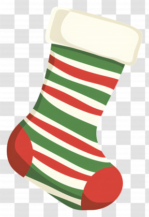 Christmas Socks - Striped Christmas Stocking With Festive Vibe Transparent PNG