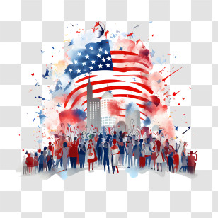 National Civic Pride Day - American Flag With Celebrating Crowd Transparent PNG