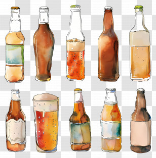 Beer - Assorted Beer Bottles Transparent PNG
