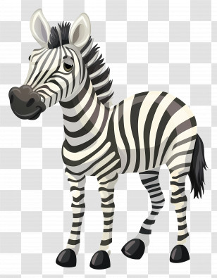 Zebra - Cartoon Zebra With Black And White Stripes Transparent PNG