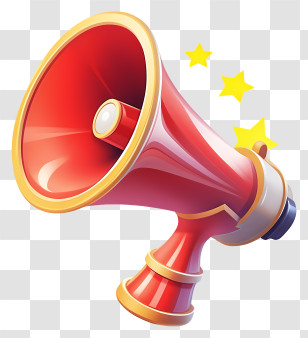 Megaphone - Bright Red Megaphone With Shiny Golden Decor Transparent PNG