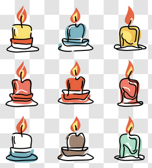 Cartoon - Burning Colorful Candles Illustration Transparent PNG