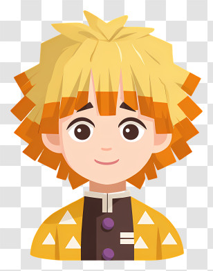 Zenitsu Agatsuma - Cute Yellow-Haired Cartoon Boy Avatar Transparent PNG