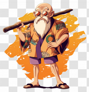 Master Roshi - Wise Old Man With Staff Transparent PNG