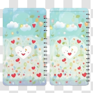 Diary Template
 - Cute Floral Notebook With Heart Pattern Transparent PNG
