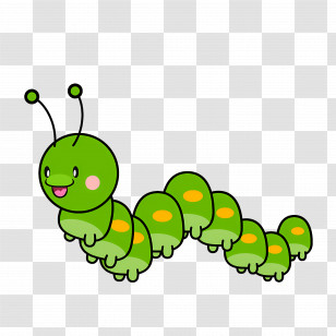 Cartoon Caterpillar - Cartoon Cute Green Caterpillar Transparent PNG