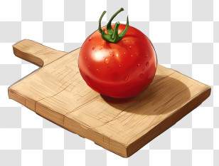 Cherry Tomato - Red Tomato On A Wooden Cutting Board Transparent PNG