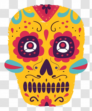Sugar Skull - Colorful Day Of The Dead Sugar Skull Illustration Transparent PNG
