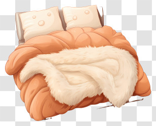 Fluffy White Fuzzy Blanket - Cozy Bed With Blanket And Pillows Transparent PNG