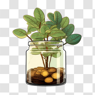 World Thrift Day - Money Plant Growing In A Glass Jar Transparent PNG