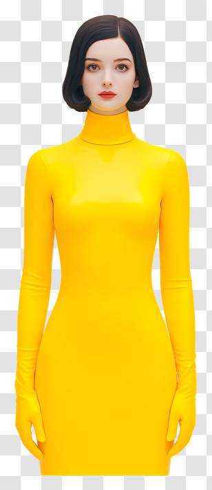 Modern Woman - Sleek Woman In Yellow Dress Transparent PNG