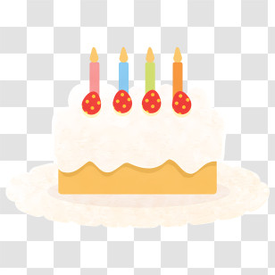 Icon - White Frosted Birthday Cake With Candles Transparent PNG