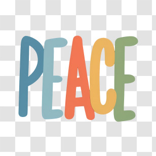 Peace - Colorful Peace Typography Design With Bold Letters Transparent PNG