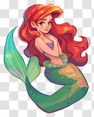 Ariel - Beautiful Mermaid With Red Hair Transparent PNG