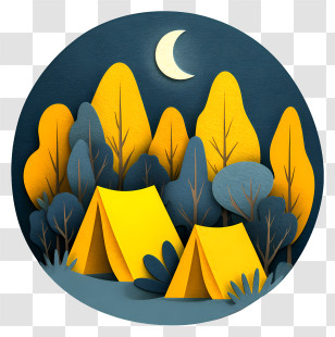 Night Camp Inside Dense Forest - Camping Tents Under The Moonlight Transparent PNG