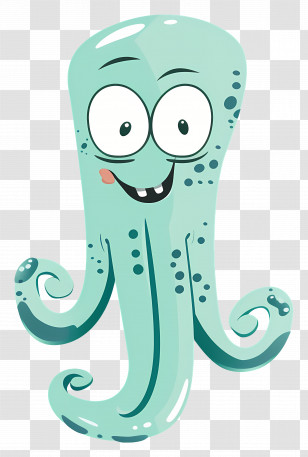 Squidward Tentacles - Smiling Cartoon Octopus Transparent PNG