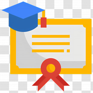 Certificate Degree University - Graduation Certificate With Cap And Ribbon Icon Transparent PNG
