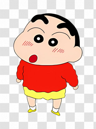 Shinchan - Cartoon Boy In Red Shirt And Yellow Shorts Transparent PNG