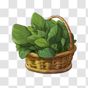 Spinach - Basket Of Fresh Green Spinach Transparent PNG