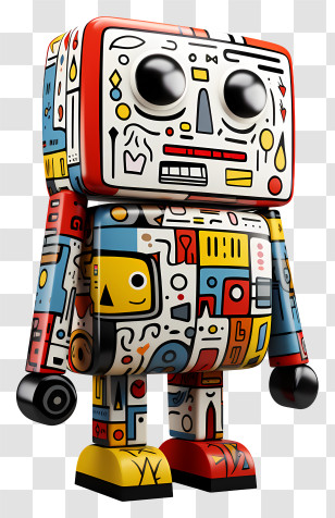 Cartoon Toy - Colorful Decorative Robot With Artistic Design Transparent PNG