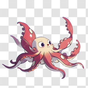 Octopus - Cute Cartoon Octopus Transparent PNG