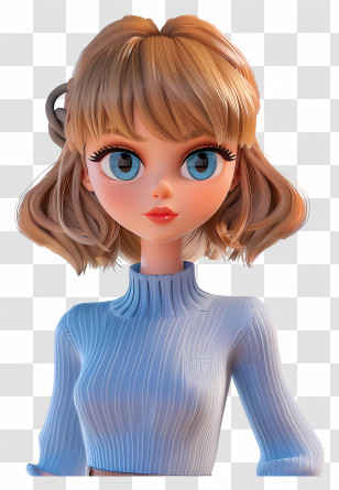 Taylor Swift - Blonde Girl In Blue Sweater With Big Eyes Transparent PNG