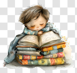 Childrens Bedtime Stories - Child Sleeping Peacefully On Pile Of Books Transparent PNG