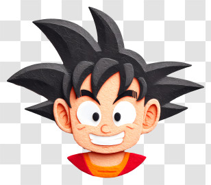 Son Goku Face - Anime Character With Spiky Hair Transparent PNG
