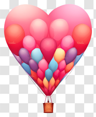 Hot Air Balloon - Colorful Heart-shaped Hot Air Balloon Transparent PNG