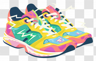 Nike Shoes - Bright And Colorful Sneakers Illustration Transparent PNG