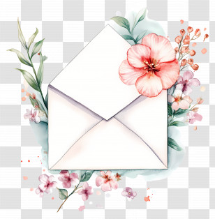 Letter Paper Flower - Floral Envelope Stationery Design Transparent PNG