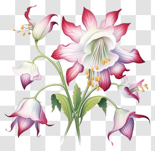 Flower Drawing - Pink And White Lilies In Bloom Transparent PNG