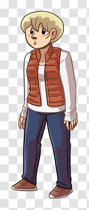 Leslie Bean - Casual Cartoon Character In Vest And Jeans Transparent PNG