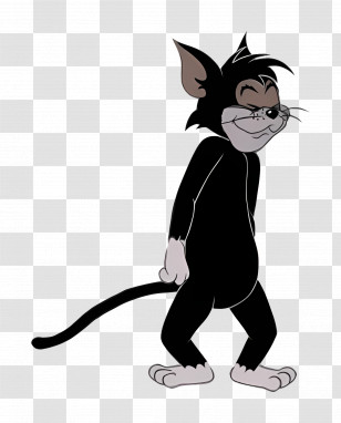 Butch Cat - Walking Black Cartoon Cat In Stride Transparent PNG