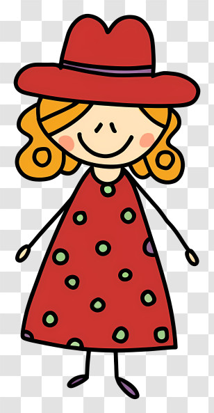 Necklace - Cartoon Girl In Red Polka Dot Dress Transparent PNG