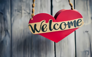Welcome - Heart-Shaped Wooden Welcome Sign Transparent PNG