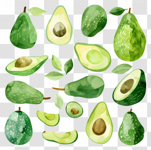 Avocado - Avocado Watercolor Design Mix Transparent PNG