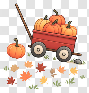 Pumpkin Wagon - Red Wagon Of Pumpkins Transparent PNG